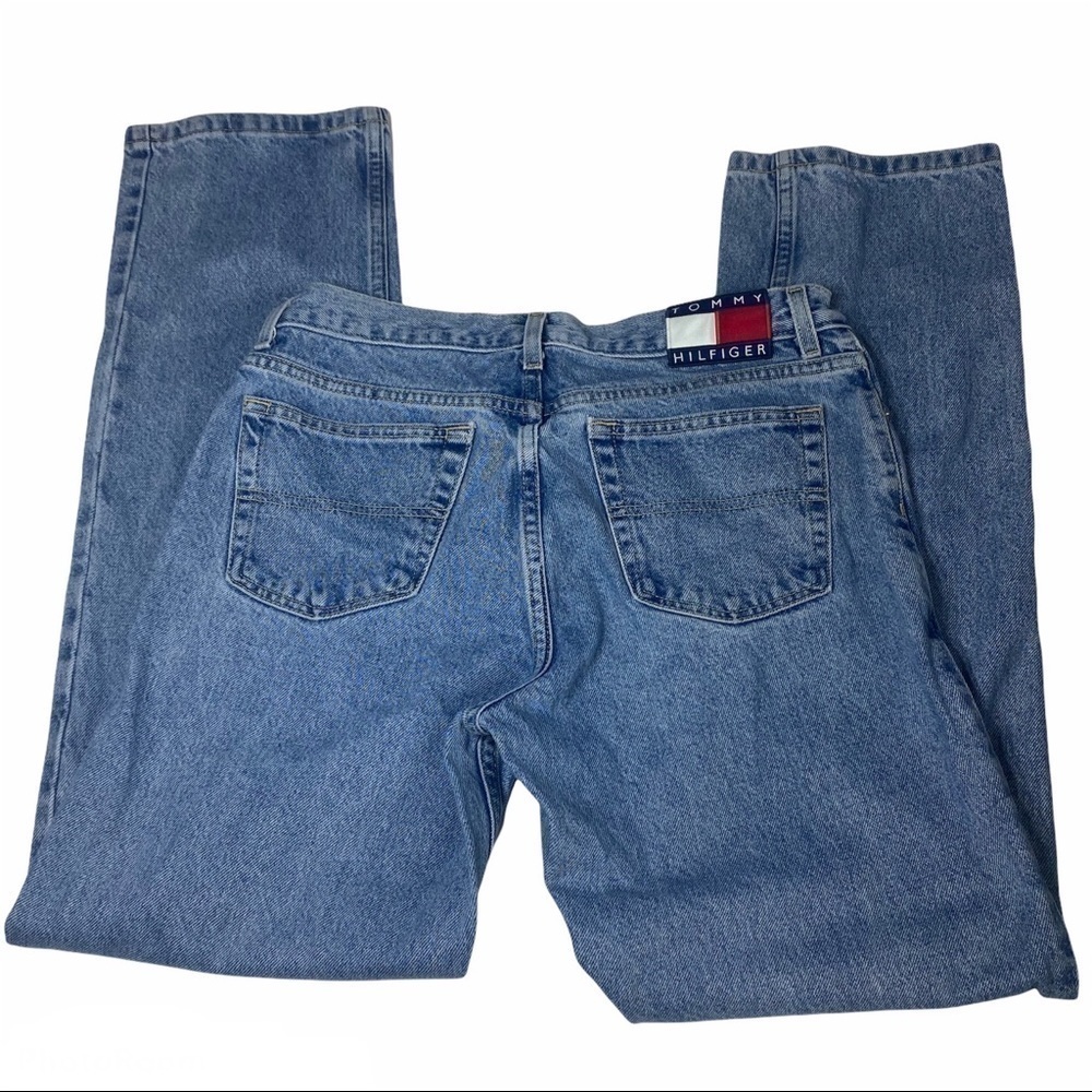 Vintage Tommy Hilfiger button fly Jeans Large Spell Out Flag Logo